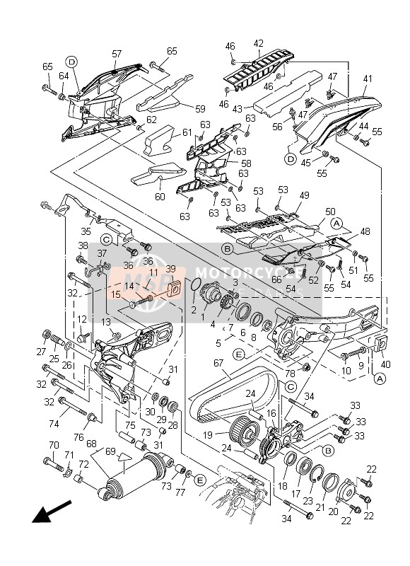 Yamaha XP500A 2015 Braccio posteriore & Sospensione per un 2015 Yamaha XP500A